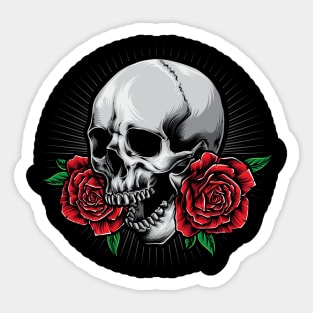 skull and roses Sticker